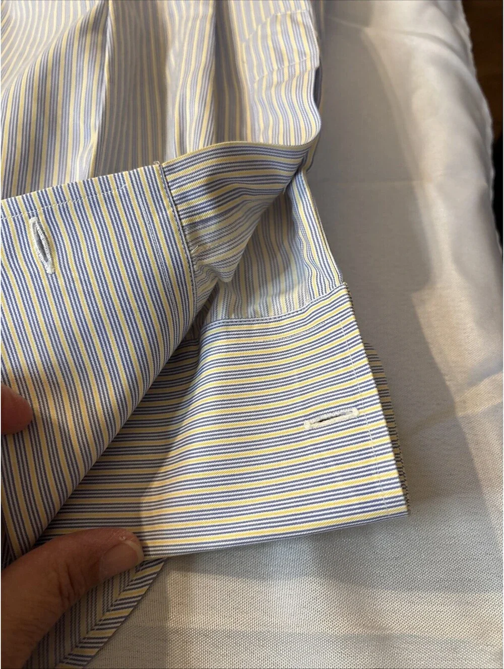 Men's Burberry London Blue/Ylw Striped Long Sleeve Button Dress Shirt 15 1/2 35